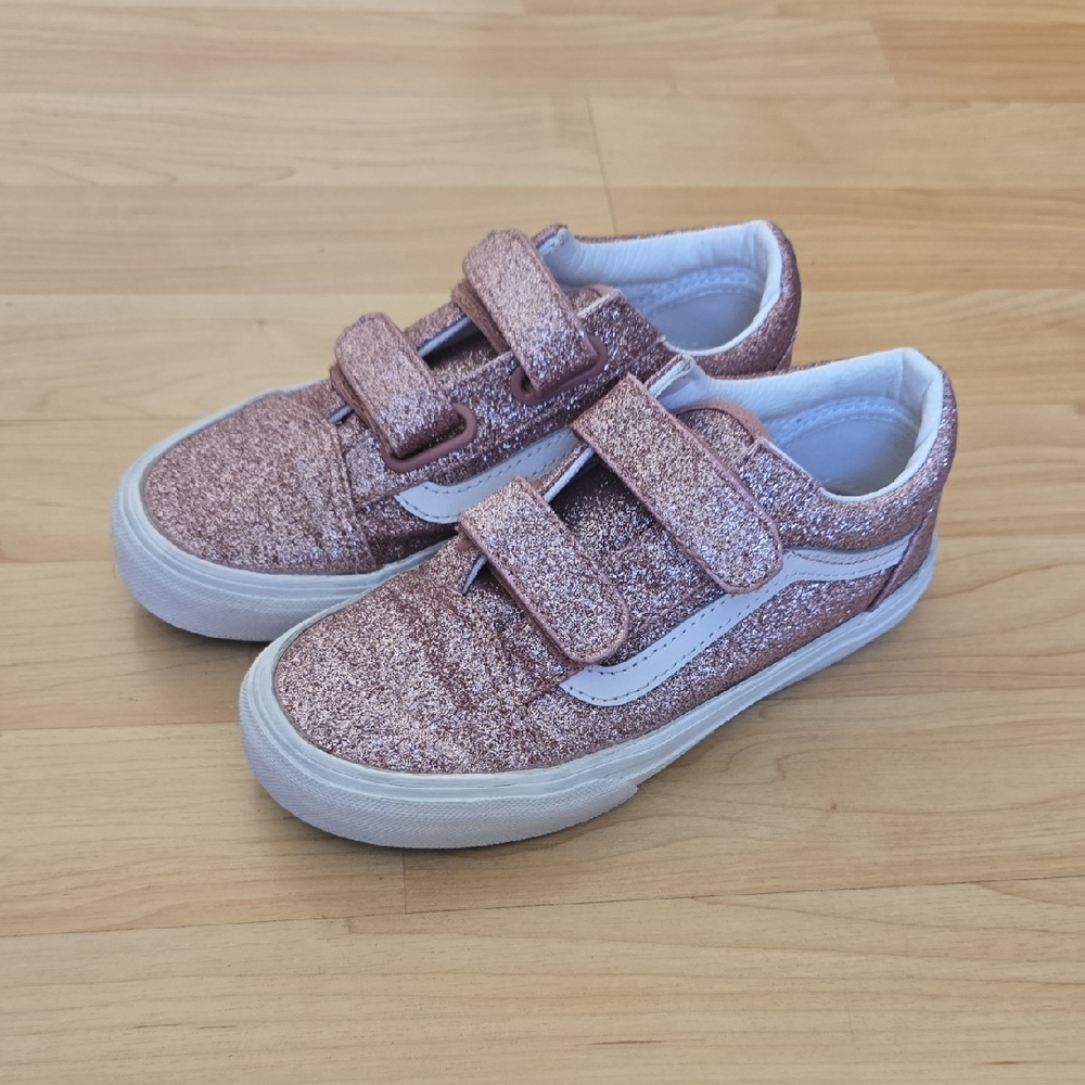 Vans Little Kids Old Skool V Shoes Glitter  Sneakers - Rose Gold Size 1